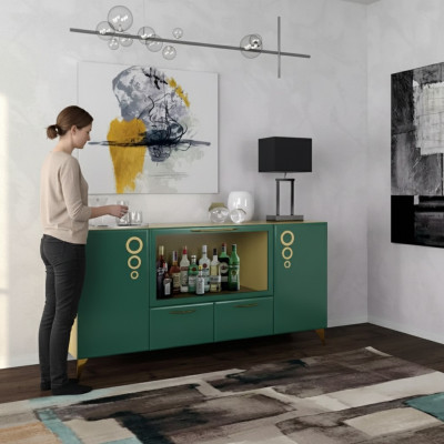 Mobiletto di lusso nuovo, Console verde Sideboards moderni per il soggiorno, Comò in legno.