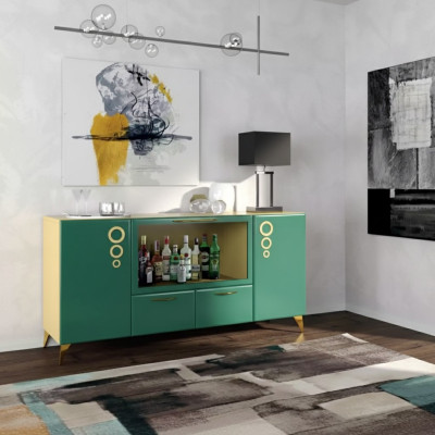 Mobiletto di lusso nuovo, Console verde Sideboards moderni per il soggiorno, Comò in legno.