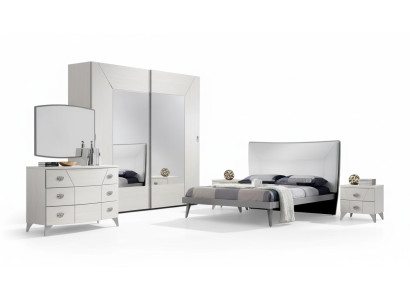 Set da camera da letto con letto 2 comodini e cassettiera, design di lusso 6 pezzi.