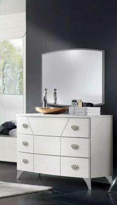 Set camera da letto comò specchio lusso completo bianco credenza 2 pezzi