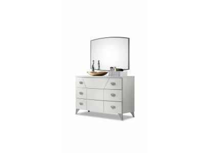 Set camera da letto comò specchio lusso completo bianco credenza 2 pezzi