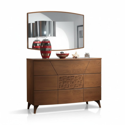Set da camera da letto Comò Specchio di lusso Moderno completo 2 pezzi