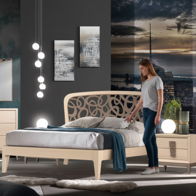 Set camera da letto Letto 2x Comodini Design Mobili nuovi 3 pezzi Moderno Legno