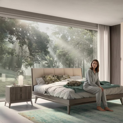 Set da camera da letto Letto 2 comodini Design di lusso nuovo 3pz Moderno Letti