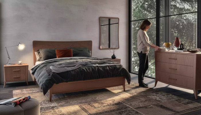 Set camera da letto Letto 2 comodini Comò Design Mobili di lusso 4 pezzi