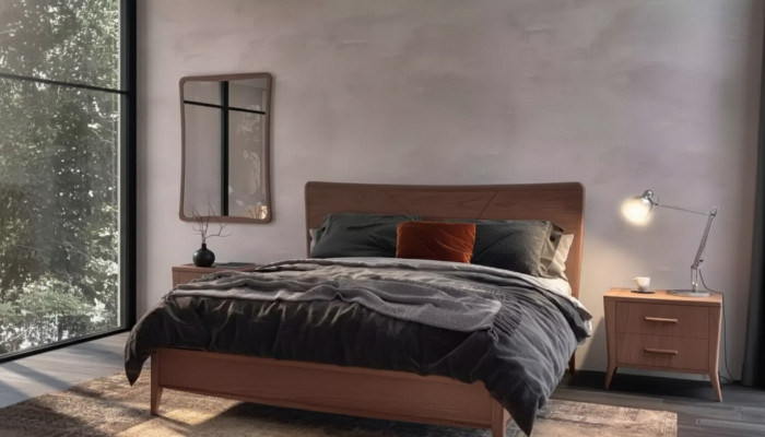 Set da camera da letto Letto di lusso 2 comodini Design nuovo marrone 3 pezzi Moderno