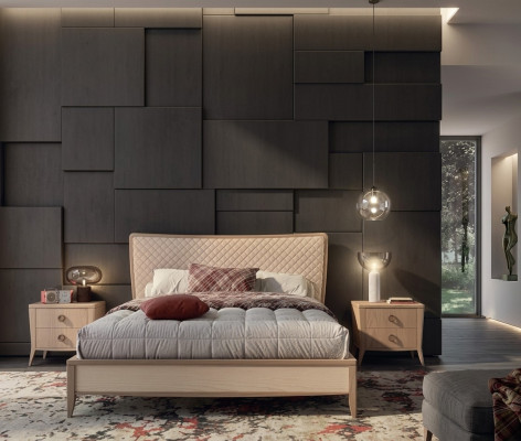 Set da camera da letto Letto 2 comodini Design di lusso nuovo 3 pezzi Moderno Legno
