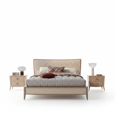 Set da camera da letto Letto 2 comodini Design di lusso nuovo 3 pezzi Moderno Legno