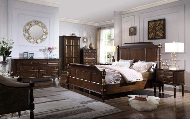 Set camera da letto Letto 2 comodini di lusso nuovi 3 pezzi Design Moderno in legno