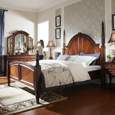 Camera da letto Letto Classico Nuovo elegante in Legno Moderno marrone di Lusso