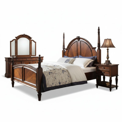 Camera da letto Letto Classico Nuovo elegante in Legno Moderno marrone di Lusso