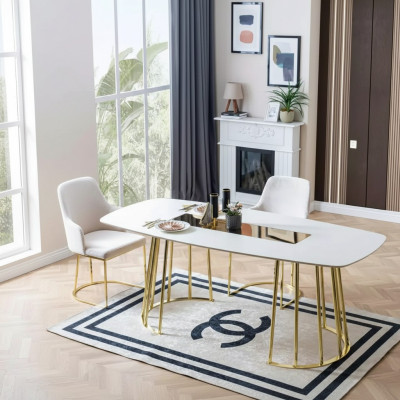 Tavolo da pranzo di lusso - Tavolo da cucina in legno - Tavolo da pranzo di nuove dimensioni stile moderno bianco.