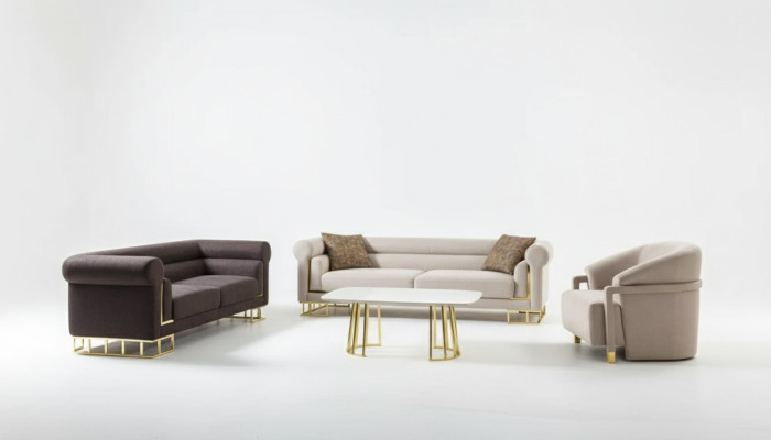 Sofà 3+1+1 posti set moderno design divano nuovo 3 pezzi. Tessuto nuovo