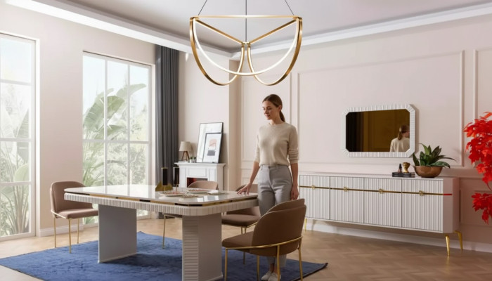Set da pranzo con tavolo 6 sedie credenza specchio 9 pezzi gruppo arredo