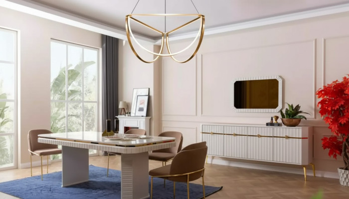 Set da pranzo con tavolo 6 sedie credenza specchio 9 pezzi gruppo arredo