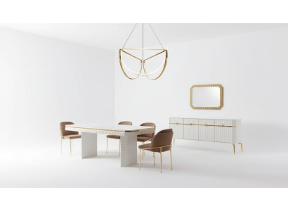 Set da pranzo con tavolo 6 sedie credenza specchio 9 pezzi gruppo arredo