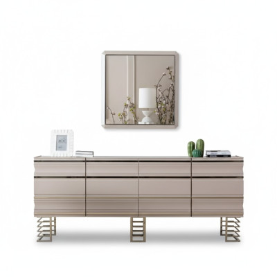 Sala beige credenza specchio design mobile consolle legno designer