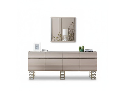 Sala beige credenza specchio design mobile consolle legno designer