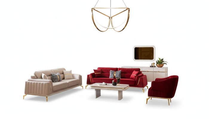 Set di divani 331 Set Soggiorno Set di mobili Design Moderno 3 pezzi nuovo