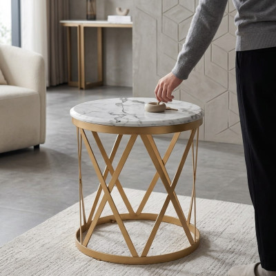Tavolino da salotto in oro moderno in acciaio inossidabile design materiale mobili nuovi