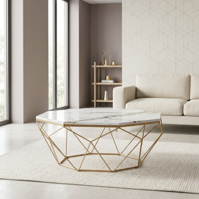 Tavolino da salotto Mobili Tavolo d'oro di lusso nuovo Design moderno del soggiorno in metallo