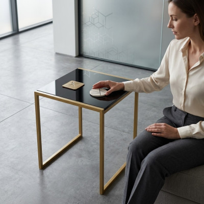 Soggiorno Tavolino Mobili Stile Moderno Materiale Acciaio Inox Design