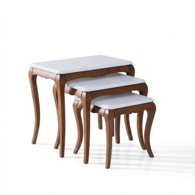 Tavolino 3x Soggiorno Mobili Materiale Legno Bianco Design Moderno