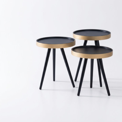 Tavolino auxiliar elegante Tavolino da salotto Tavolino Tondo in Legno nuovo nero