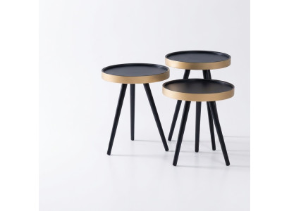 Tavolino auxiliar elegante Tavolino da salotto Tavolino Tondo in Legno nuovo nero