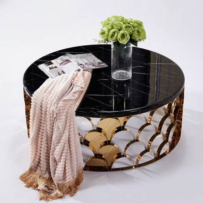 Tavolino nero da salotto Tavolino Design in acciaio inossidabile Tavolino in oro