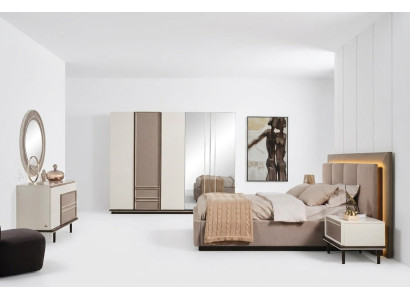 Set camera da letto con letto, 2 comodini, tavolo da toeletta di lusso nuovo, set di design 6 pezzi