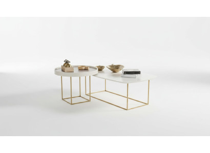 Set di tavolini da salotto da designer - tavolino tondo - tavolo semi-circolare in acciaio inossidabile.
