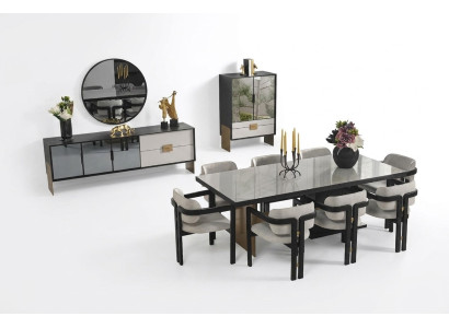 Moderno set da pranzo tavolo da pranzo 8 sedie credenza specchio 11 pezzi