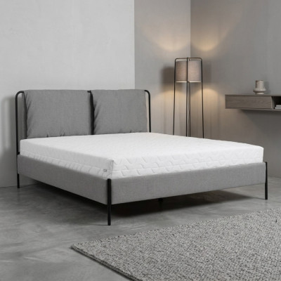 Camera da letto moderna Letto matrimoniale grigio Struttura in metallo Letti tessili