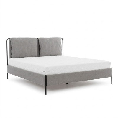 Camera da letto moderna Letto matrimoniale grigio Struttura in metallo Letti tessili