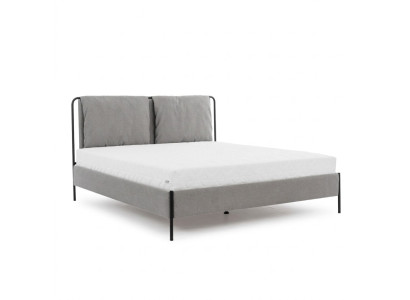 Camera da letto moderna Letto matrimoniale grigio Struttura in metallo Letti tessili