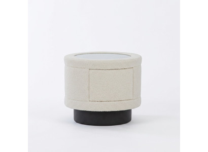 Comodino bianco Camera da letto Mobili Struttura in legno Tavolino in vetro design