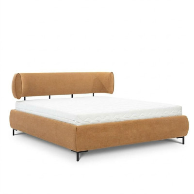 Letto da camera da letto marrone Letti imbottiti Designer con struttura in legno Letto tessile