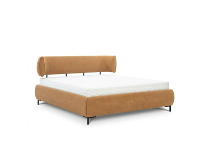 Letto da camera da letto marrone Letti imbottiti Designer con struttura in legno Letto tessile