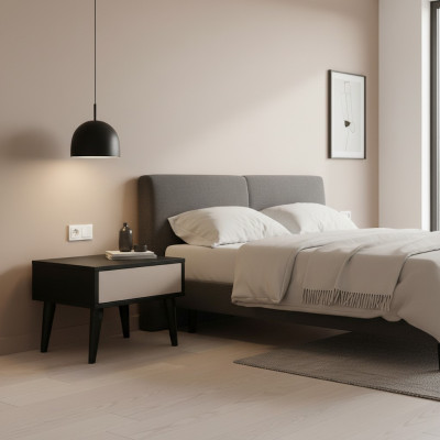 Comodino nero con cassetto Mobili da camera da letto Mobili di alta qualità