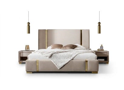 Completo da camera da letto in acciaio inox con letto matrimoniale imbottito comodini.