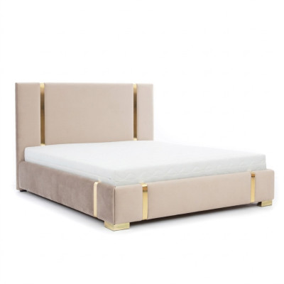 Letto moderno in acciaio inossidabile beige Camera da letto Letti Letto imbottito Mobili Nuovo