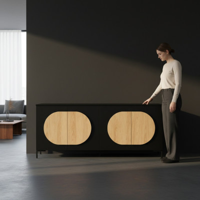 Mobile camera da letto nero-marrone del designer di mobili in legno Mobile nobile