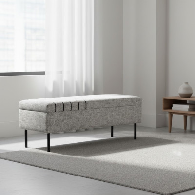 Moderna panca da camera grigia con telaio in legno di lusso nuovissima.