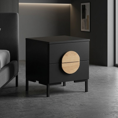 Comodino nero design Comodino con 2 cassetti Mobili in legno