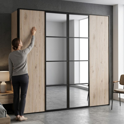 Grande armadio da camera da letto, armadi moderni in legno di lusso.