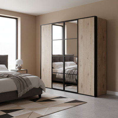 Grande armadio da camera da letto, armadi moderni in legno di lusso.