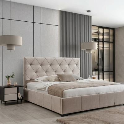 Letto imbottito di lusso, testata alta, arredamento camera da letto