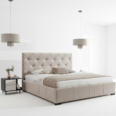 Letto imbottito di lusso, testata alta, arredamento camera da letto