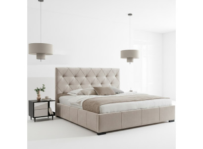 Letto imbottito di lusso, testata alta, arredamento camera da letto